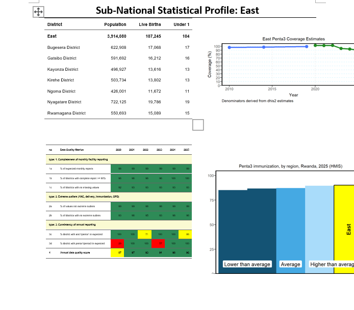 Template of the regional subnational statistical summary one-pager