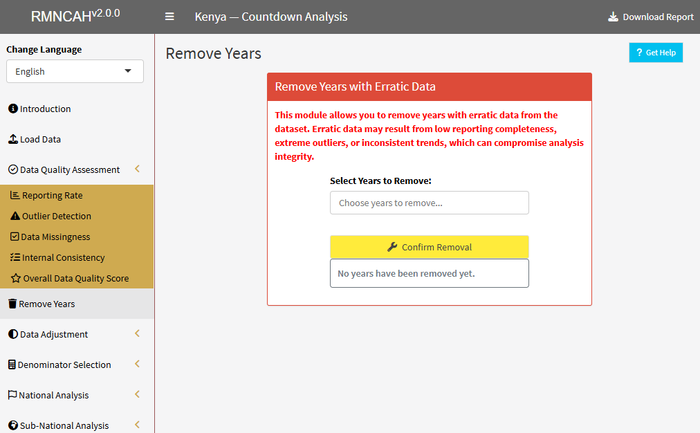 Remove years screen for excluding unreliable years