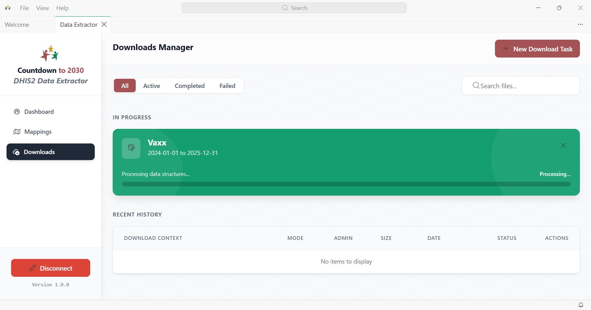 Downloads Manager showing a download in progress