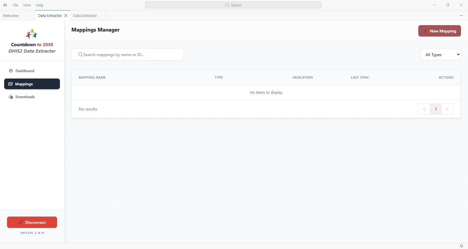 Mappings Manager listing saved mappings