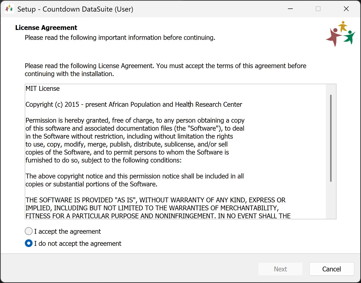 License agreement screen of the DataSuite installer