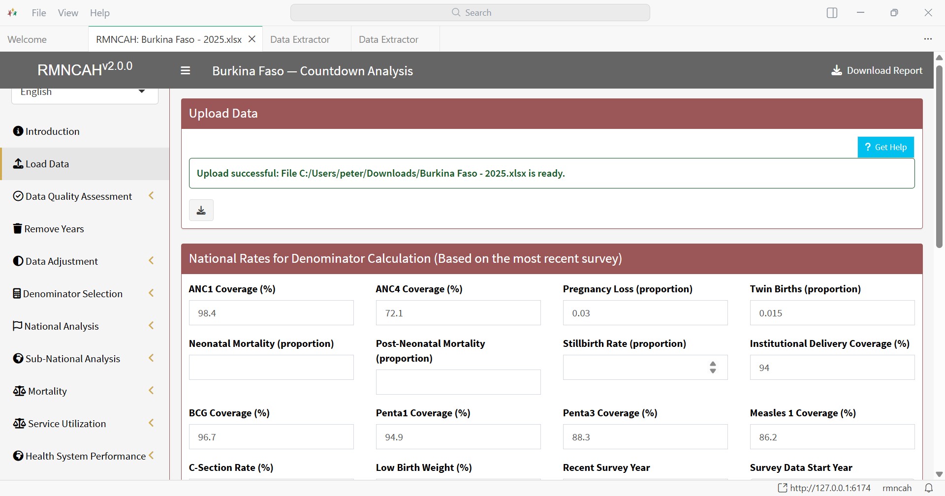 RMNCAH App navigation panes